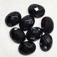 15X20MM FACETED OVAL CABOCHON BLACK ONYX(6PCS/BAG)